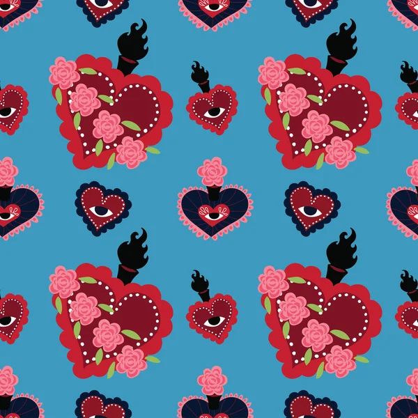 Sacred Heart Seamless Pattern Vector — Stockvektor