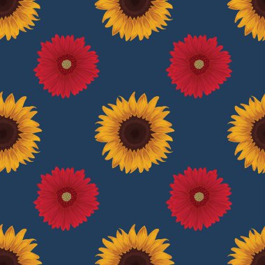 Çiçekler kusursuz desenli vektör tasarımı