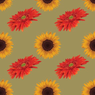 Çiçekler kusursuz desenli vektör tasarımı