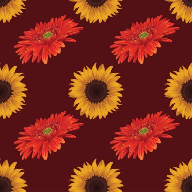 Çiçekler kusursuz desenli vektör tasarımı