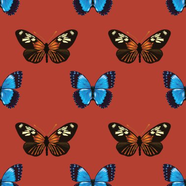 Çiçekli ve kelebeksiz desenli vektör tasarımı