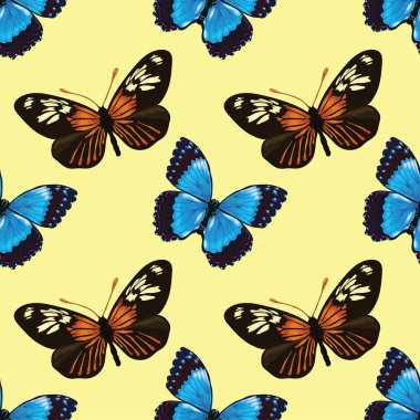 Çiçekli ve kelebeksiz desenli vektör tasarımı