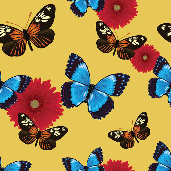 floral and butterfly seamless pattern vector design