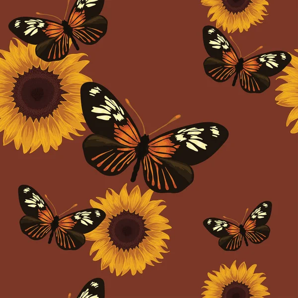 Floral Butterfly Seamless Pattern Vector Design — Stock Vector