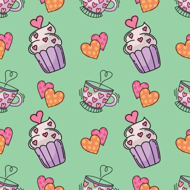 valentine's day seamless cute objects vector 