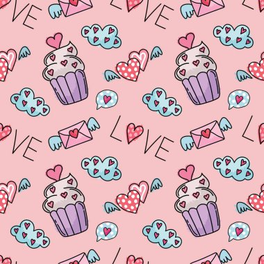 valentine's day seamless cute objects vector 