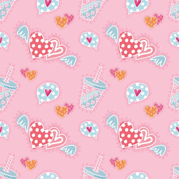 Valentine Day Cute Objects Vector Valentine Pattern Design — Stockvektor