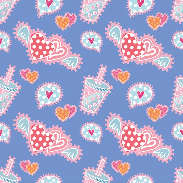 Valentine Day Cute Objects Vector Valentine Pattern Design — Stockvektor