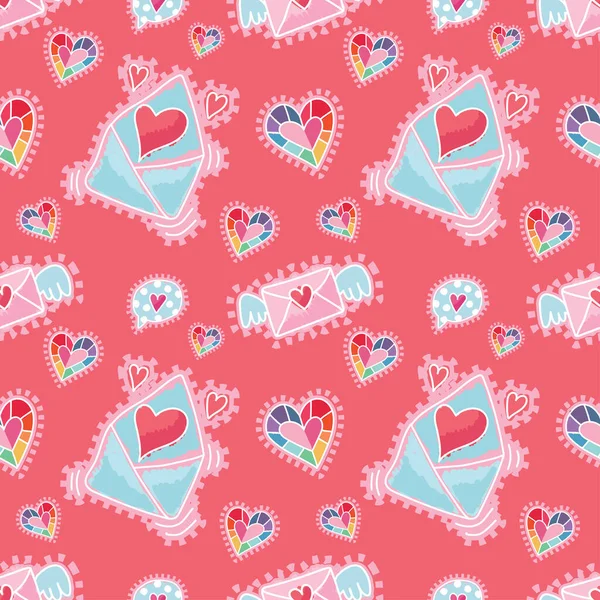 Valentine Day Cute Objects Vector Valentine Pattern Design — Stockvektor