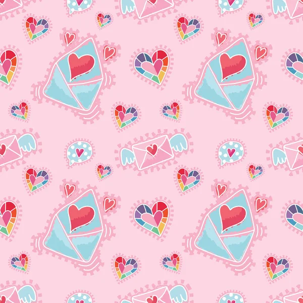 Valentine Day Cute Objects Vector Valentine Pattern Design — Vetor de Stock
