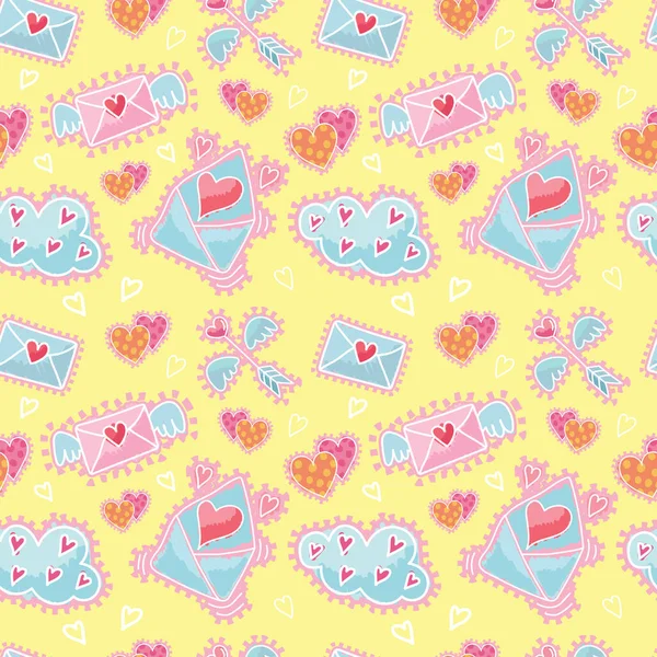 Valentine Day Cute Objects Vector Valentine Pattern Design — Stock Vector