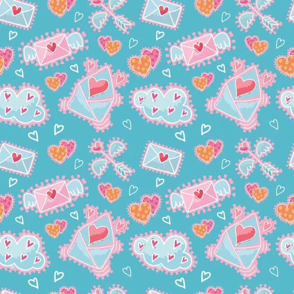 Valentine Day Cute Objects Vector Valentine Pattern Design — Stock Vector