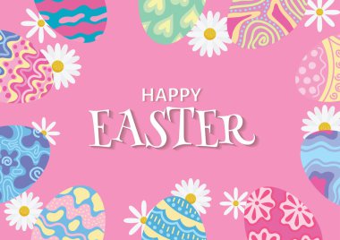 colorful happy easter day card and banner design 