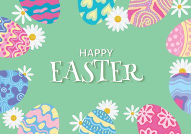 colorful happy easter day card and banner design 