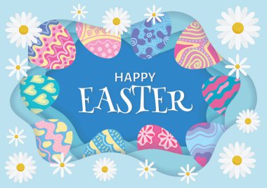 colorful happy easter day card and banner design 