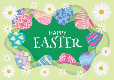 colorful happy easter day card and banner design 