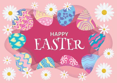 colorful happy easter day card and banner design 
