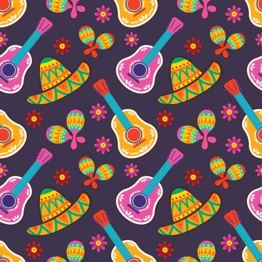 Cinco de mayonez festivali vektörü kusursuz desen