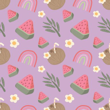 şirin yaz nesneleri pürüzsüz kalıp vektörü 