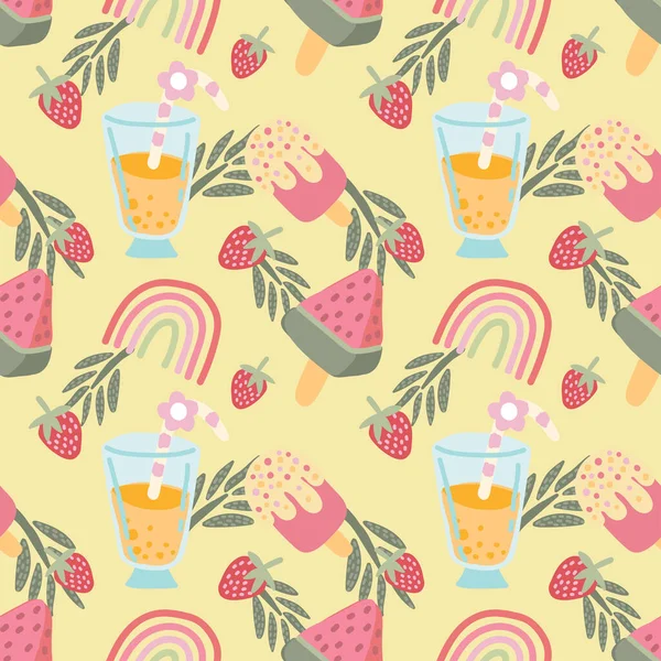 şirin yaz nesneleri pürüzsüz kalıp vektörü 