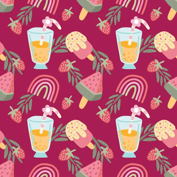 şirin yaz nesneleri pürüzsüz kalıp vektörü 