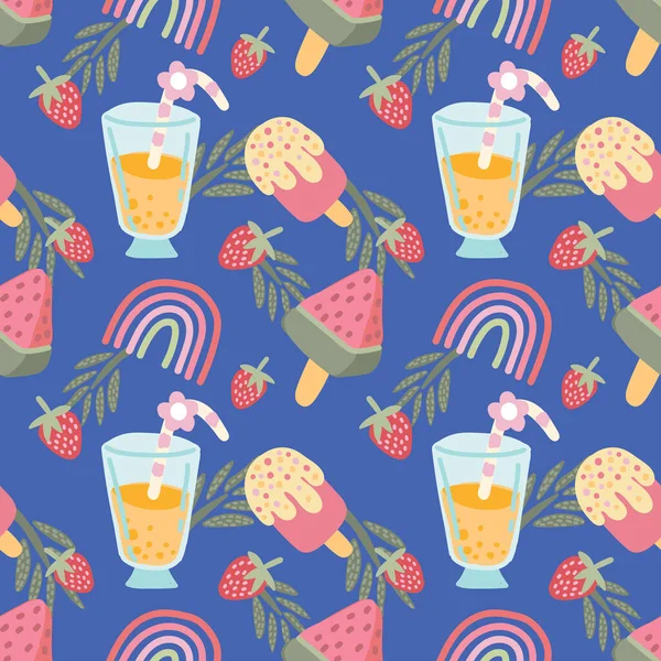 şirin yaz nesneleri pürüzsüz kalıp vektörü 