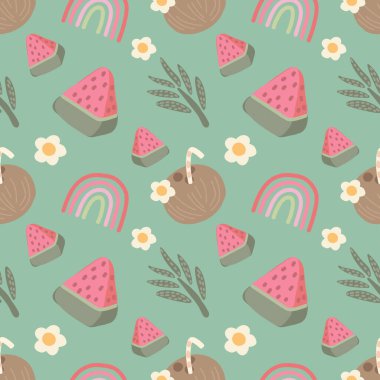 şirin yaz nesneleri pürüzsüz kalıp vektörü 