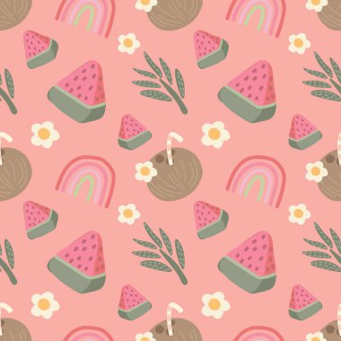 şirin yaz nesneleri pürüzsüz kalıp vektörü 