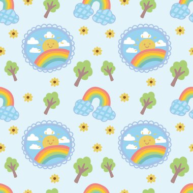 şirin yaz nesneleri pürüzsüz kalıp vektörü 