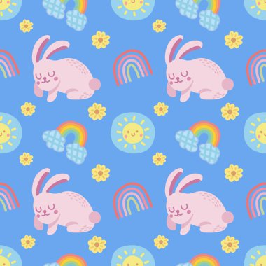 Paskalya yumurtası ve tavşan sevimli elementler kusursuz tasarım.