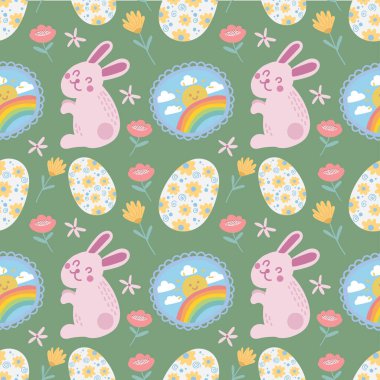 Paskalya yumurtası ve tavşan sevimli elementler kusursuz tasarım.