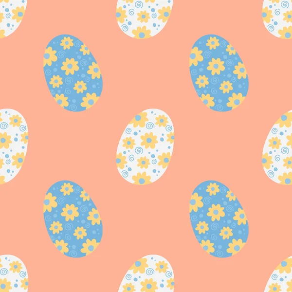 Пасхальное Яйцо Кролик Милые Элементы Бесшовный Дизайн — стоковый вектор