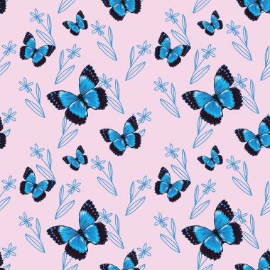 Sevimli çiçekler, dikişsiz tasarım kumaş ya da duvar kağıdı. 