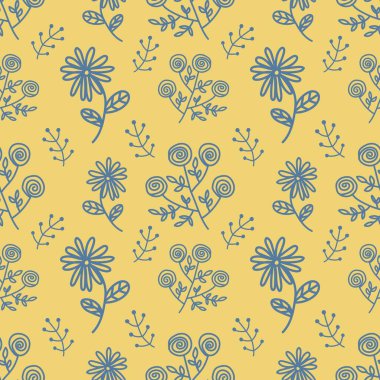 Kumaş veya duvar kâğıdı için desensiz şirin çiçekler. 