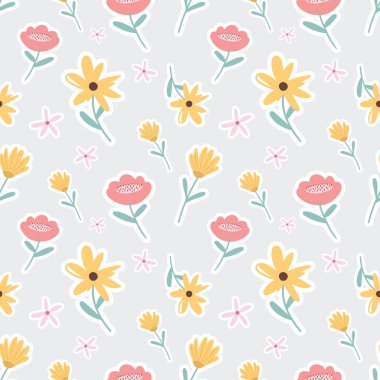 Kumaş veya duvar kâğıdı için desensiz şirin çiçekler. 