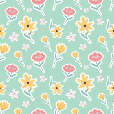 Kumaş veya duvar kâğıdı için desensiz şirin çiçekler. 