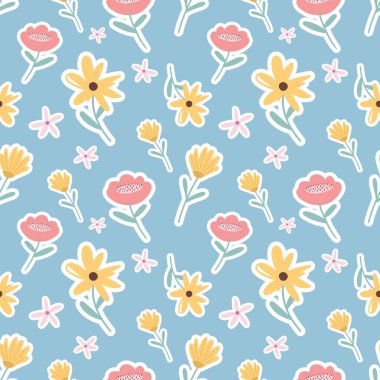 Kumaş veya duvar kâğıdı için desensiz şirin çiçekler. 