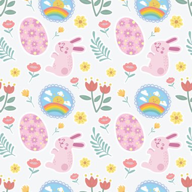 Sevimli paskalya tavşanı ve şirin elementler tasarımı 