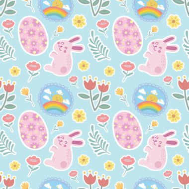 Sevimli paskalya tavşanı ve şirin elementler tasarımı 