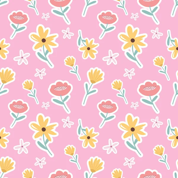 Kumaş veya duvar kâğıdı için desensiz şirin çiçekler. 