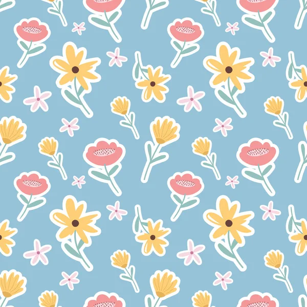 Kumaş veya duvar kâğıdı için desensiz şirin çiçekler. 