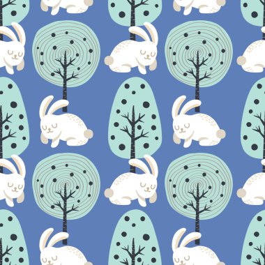 Sevimli paskalya tavşanı ve şirin elementler tasarımı 