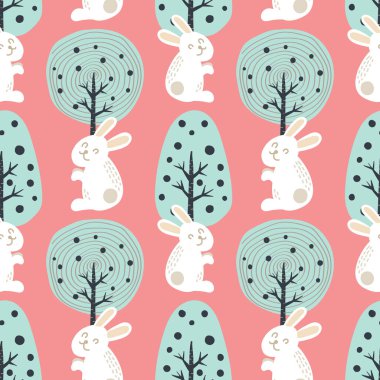 Sevimli paskalya tavşanı ve şirin elementler tasarımı 