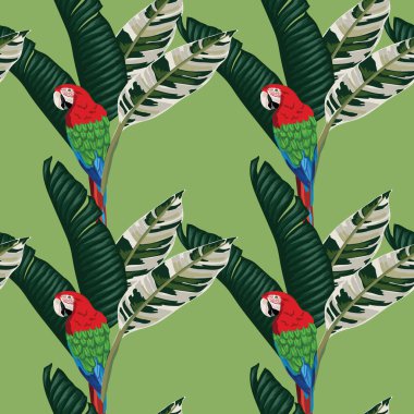 Tropikal yapraklar ve çiçekli desensiz desenler