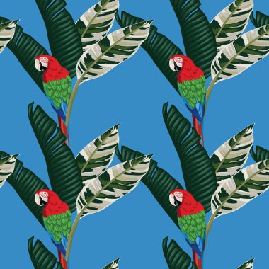 Tropikal yapraklar ve çiçekli desensiz desenler