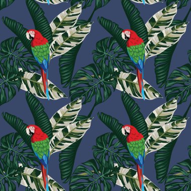 Tropikal yapraklar ve çiçekli desensiz desenler