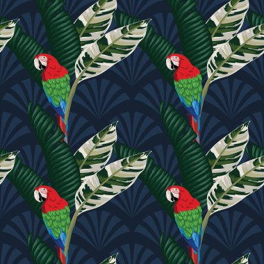 Tropikal yapraklar ve çiçekli desensiz desenler