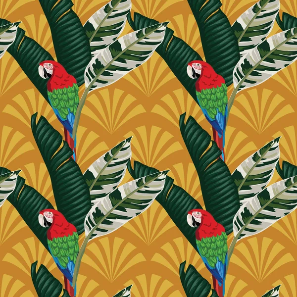 Hojas Tropicales Florales Diseño Patrón Sin Costuras — Archivo Imágenes Vectoriales