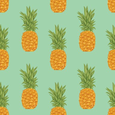 Ananas ve çiçekler kusursuz tasarım çiziyor. 