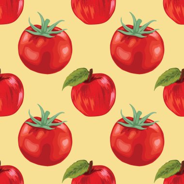 kırmızı domates ve meyvesiz desen tasarımı